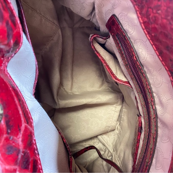 Michael Kors Red Python Embossed Large Hamilton Bag with Matching Wallet. - Picture 11 of 13